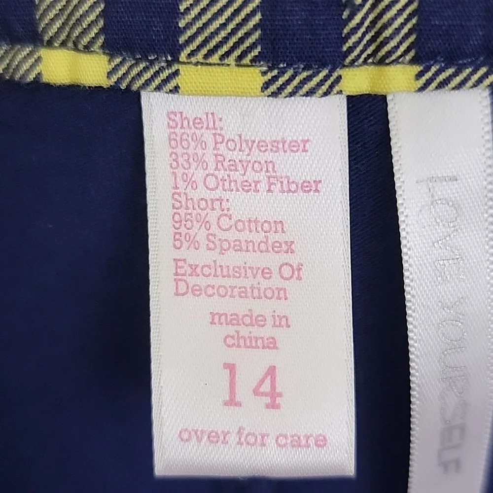 Justice Blue & Yellow Plaid Flannel Skorts Girls 14